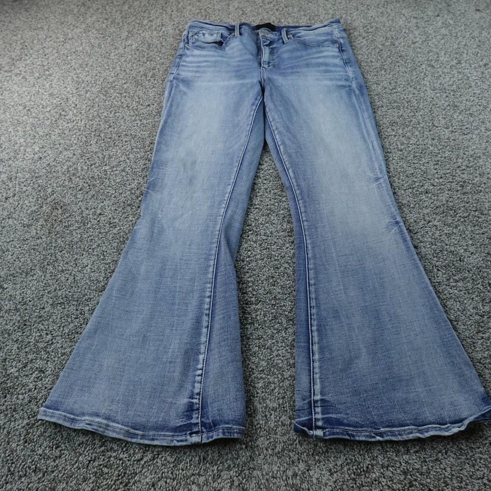 Buckle Black Jeans Womens 31 Light Blue Denim Pants Fit No 75 Flare Bell Stretch